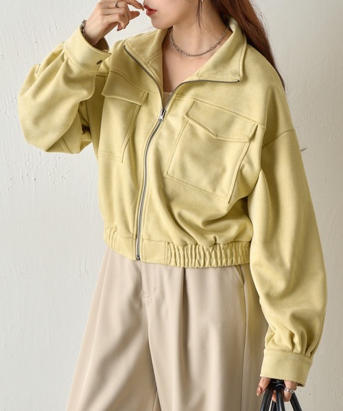 COLONY 2139（コロニートゥーワンスリーナイン）の「カットスエードスタンドショートブルゾン（ブルゾン・レディース・アイボリー/ダークブラウン・FREE）」の4枚目の写真