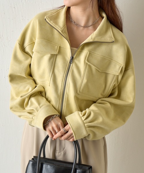 COLONY 2139（コロニートゥーワンスリーナイン）の「カットスエードスタンドショートブルゾン（ブルゾン・レディース・アイボリー/ダークブラウン・FREE）」の3枚目の写真