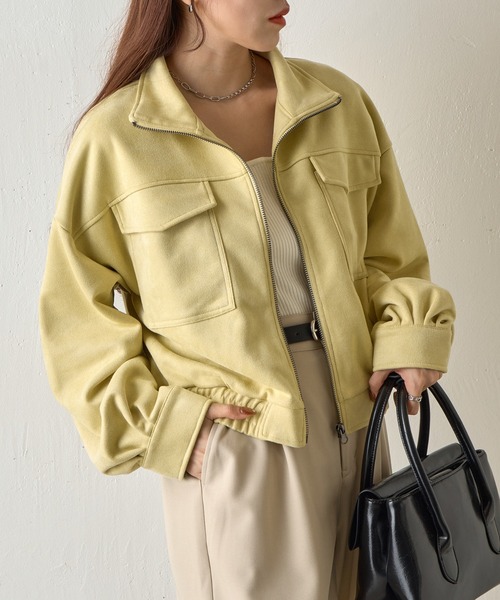 COLONY 2139（コロニートゥーワンスリーナイン）の「カットスエードスタンドショートブルゾン（ブルゾン・レディース・アイボリー/ダークブラウン・FREE）」の8枚目の写真