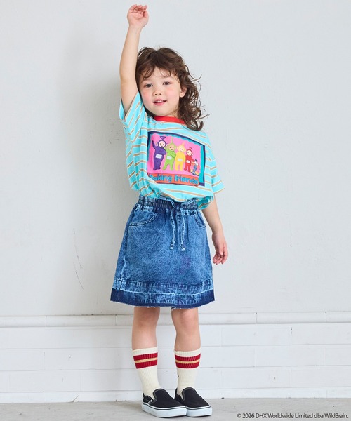 MARKEY'S（マーキーズ）の「【Teletubbies/テレタビーズ】別注マルチボーダーＴシャツ（Tシャツ/カットソー・キッズ・エメラルド/マルチ・100/95/90/80/130/120/110）」の6枚目の写真