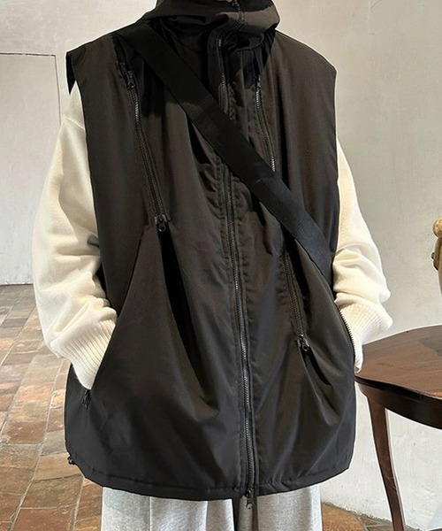 WESTBOY（ウエストボーイ）の「フード付き オーバーサイズ ユーティリティベスト WO25W18OT02（ベスト・メンズ・ブラック/カーキ・L/M/XL）」の3枚目の写真