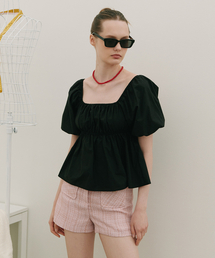 Two-Way Off-Shoulder Puff Blouse Black