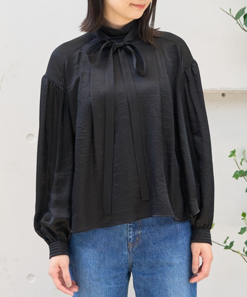 DESIGNWORKS(デザインワークス)の「【BEAUVET/ボーヴェット】キュプラシルクボウタイブラウス(シャツ/ブラウス・レディース・ブラック・1)」の20枚目の写真