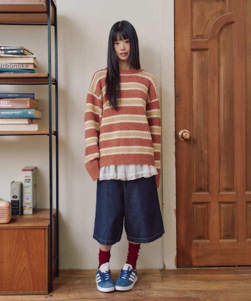 LMR（エルエムアール）の「ヘアリーストライププルオーバーニットRED（ニット/セーター・レディース・レッド・M/L）」の11枚目の写真