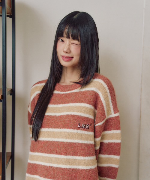 LMR（エルエムアール）の「ヘアリーストライププルオーバーニットRED（ニット/セーター・レディース・レッド・M/L）」の4枚目の写真