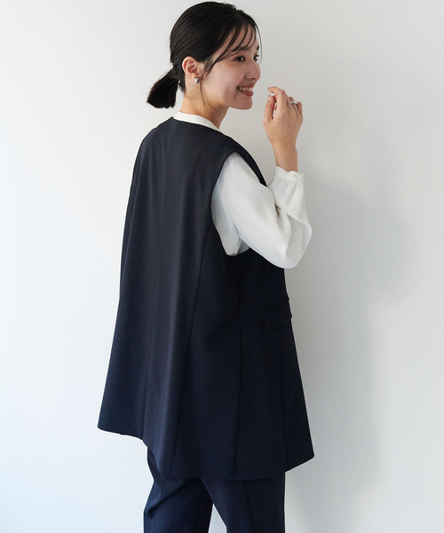anyfee（エニフィー）の「【anyfee/大きいサイズ】ニットジョーゼットロングジレ《セレモニー/オケージョン》（2026SS）（ベスト・レディース・ベージュ/ネイビー/ブラック・LL/3L/4L/5L）」の16枚目の写真