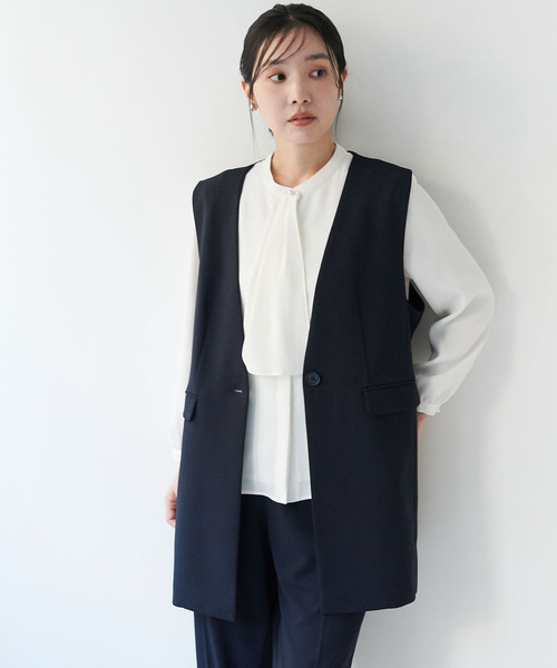 anyfee（エニフィー）の「【anyfee/大きいサイズ】ニットジョーゼットロングジレ《セレモニー/オケージョン》（2026SS）（ベスト・レディース・ベージュ/ネイビー/ブラック・LL/3L/4L/5L）」の17枚目の写真