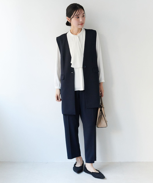 anyfee（エニフィー）の「【anyfee/大きいサイズ】ニットジョーゼットロングジレ《セレモニー/オケージョン》（2026SS）（ベスト・レディース・ベージュ/ネイビー/ブラック・LL/3L/4L/5L）」の19枚目の写真