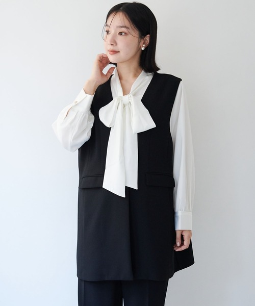 anyfee（エニフィー）の「【anyfee/大きいサイズ】ニットジョーゼットロングジレ《セレモニー/オケージョン》（2026SS）（ベスト・レディース・ベージュ/ネイビー/ブラック・LL/3L/4L/5L）」の21枚目の写真