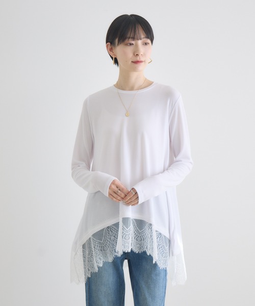 Paradise Picnic（パラダイスピクニック）の「ROSIEE 大人可愛いレーストップス（Tシャツ/カットソー・レディース・ホワイト/ブラック・FREE）」の15枚目の写真