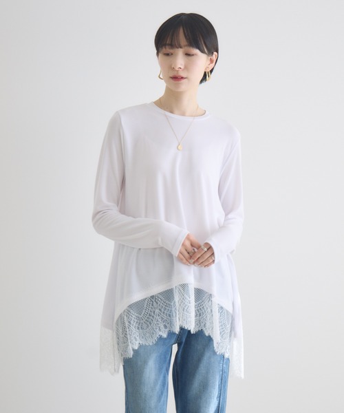 Paradise Picnic（パラダイスピクニック）の「ROSIEE 大人可愛いレーストップス（Tシャツ/カットソー・レディース・ホワイト/ブラック・FREE）」の16枚目の写真