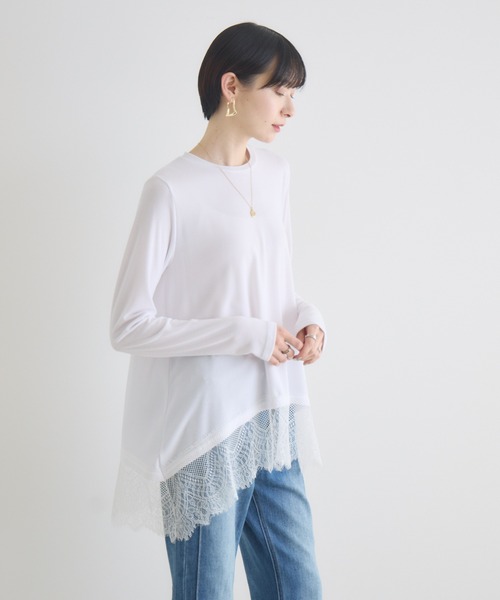 Paradise Picnic（パラダイスピクニック）の「ROSIEE 大人可愛いレーストップス（Tシャツ/カットソー・レディース・ホワイト/ブラック・FREE）」の5枚目の写真