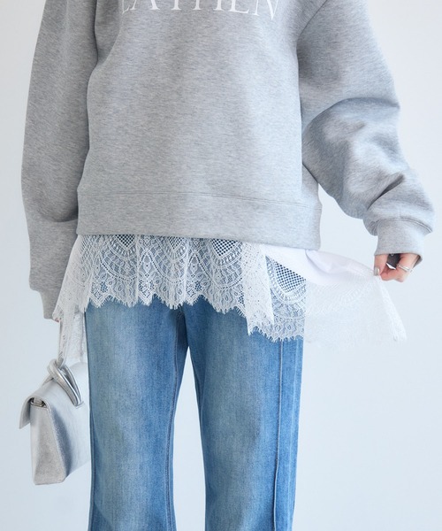 Paradise Picnic（パラダイスピクニック）の「ROSIEE 大人可愛いレーストップス（Tシャツ/カットソー・レディース・ホワイト/ブラック・FREE）」の7枚目の写真