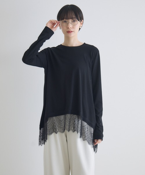 Paradise Picnic（パラダイスピクニック）の「ROSIEE 大人可愛いレーストップス（Tシャツ/カットソー・レディース・ホワイト/ブラック・FREE）」の4枚目の写真