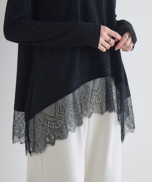 Paradise Picnic（パラダイスピクニック）の「ROSIEE 大人可愛いレーストップス（Tシャツ/カットソー・レディース・ホワイト/ブラック・FREE）」の19枚目の写真