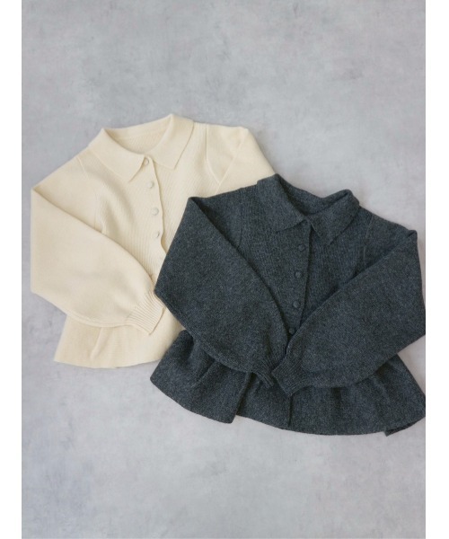 TRUNC（トランクエイティーエイト）の「Peplum Button Knit（ニット/セーター・レディース・アイボリー/グレー・FREE）」の8枚目の写真