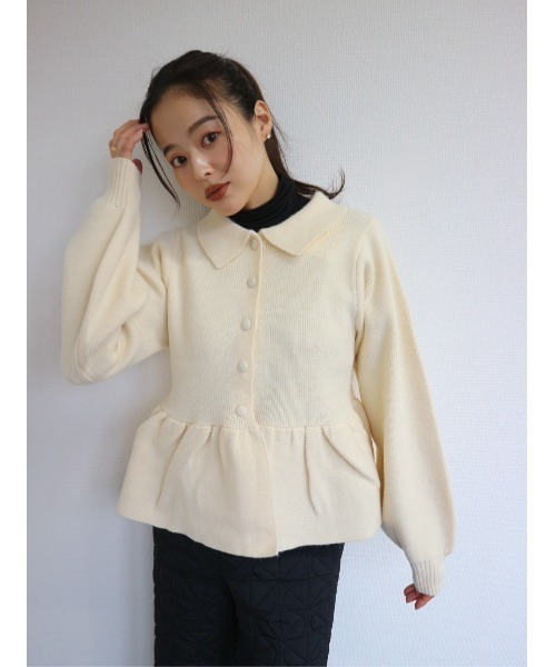 TRUNC（トランクエイティーエイト）の「Peplum Button Knit（ニット/セーター・レディース・アイボリー/グレー・FREE）」の11枚目の写真