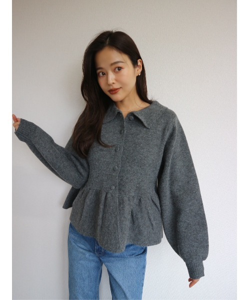 TRUNC（トランクエイティーエイト）の「Peplum Button Knit（ニット/セーター・レディース・アイボリー/グレー・FREE）」の7枚目の写真