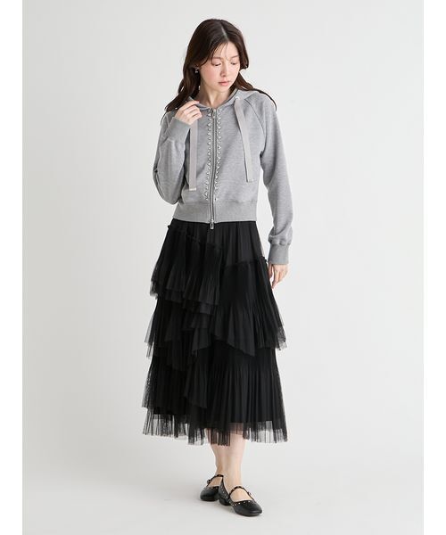 CELFORD（セルフォード）の「【洗える】ランダムチュールプリーツスカート（スカート・レディース・アイボリー/ライトグレー・36/38）」の9枚目の写真