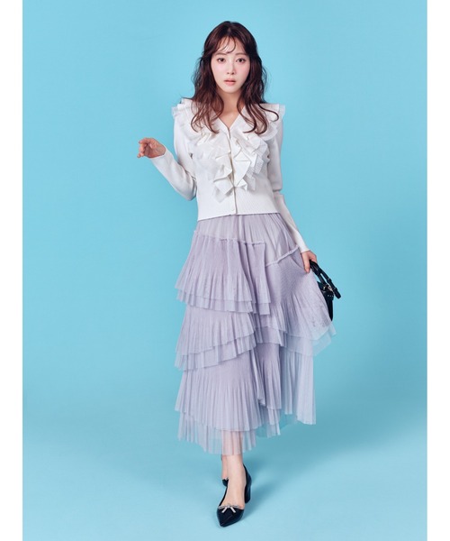 CELFORD（セルフォード）の「【洗える】ランダムチュールプリーツスカート（スカート・レディース・アイボリー/ライトグレー・36/38）」の2枚目の写真