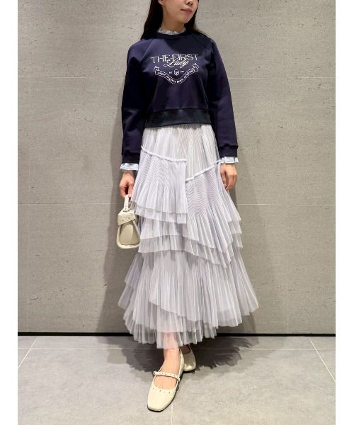 CELFORD（セルフォード）の「【洗える】ランダムチュールプリーツスカート（スカート・レディース・アイボリー/ライトグレー・36/38）」の7枚目の写真