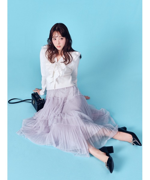 CELFORD（セルフォード）の「【洗える】ランダムチュールプリーツスカート（スカート・レディース・アイボリー/ライトグレー・36/38）」の3枚目の写真