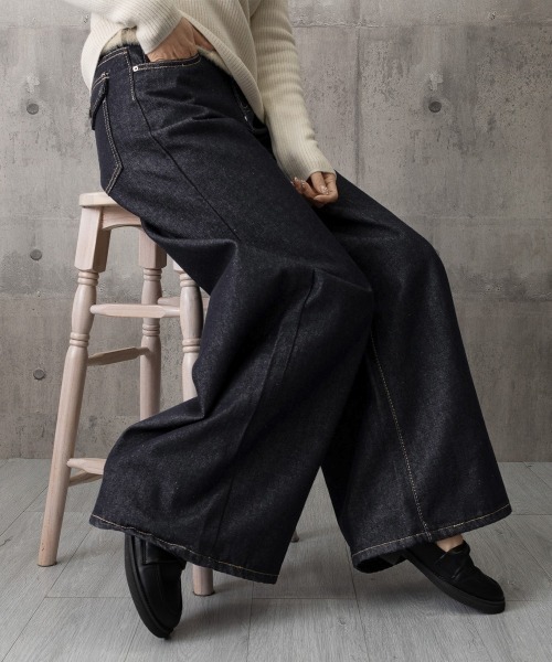 Miniministore（ミニミニストア）の「【26春夏新作】ワイドデニムパンツ ハイウエストジーンズ（デニムパンツ・レディース・ネイビー・S/L/M/XL）」の10枚目の写真