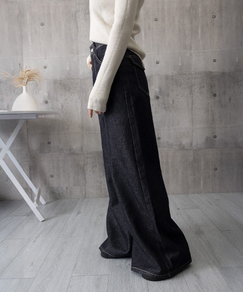 Miniministore（ミニミニストア）の「【26春夏新作】ワイドデニムパンツ ハイウエストジーンズ（デニムパンツ・レディース・ネイビー・S/L/M/XL）」の11枚目の写真