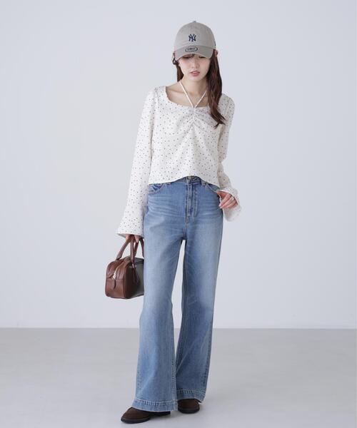 FREE'S MART（フリーズマート）の「◆フロントギャザーネックリボン付きブラウス（シャツ/ブラウス・レディース・ブルー/ブラック系その他/ホワイト系その他/ホワイト・FREE）」の8枚目の写真