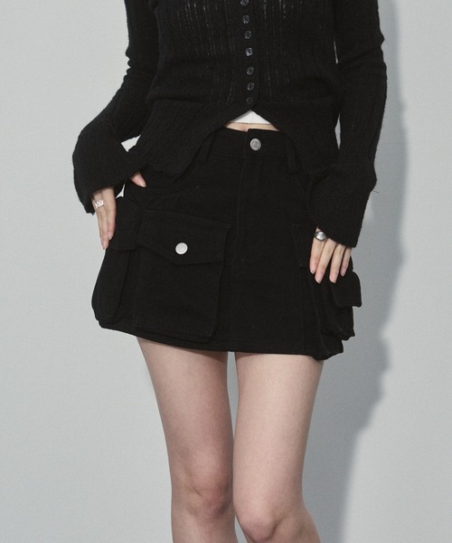 ENVYM（アンビー）の「アウトポケットミリタリーミニスカート（スカート・レディース・ブラック/ベージュ・SMALL/MEDIUM）」の9枚目の写真