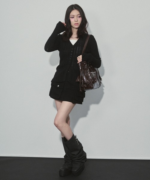 ENVYM（アンビー）の「アウトポケットミリタリーミニスカート（スカート・レディース・ブラック/ベージュ・SMALL/MEDIUM）」の6枚目の写真