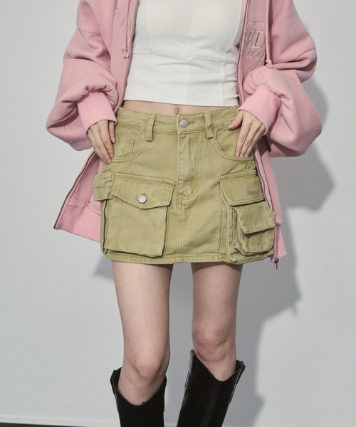 ENVYM（アンビー）の「アウトポケットミリタリーミニスカート（スカート・レディース・ブラック/ベージュ・SMALL/MEDIUM）」の8枚目の写真