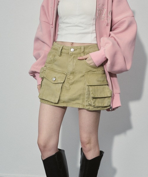 ENVYM（アンビー）の「アウトポケットミリタリーミニスカート（スカート・レディース・ブラック/ベージュ・SMALL/MEDIUM）」の17枚目の写真