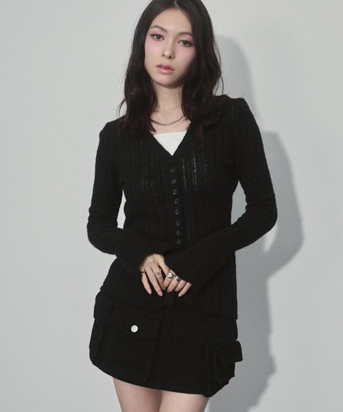 ENVYM（アンビー）の「アウトポケットミリタリーミニスカート（スカート・レディース・ブラック/ベージュ・SMALL/MEDIUM）」の5枚目の写真