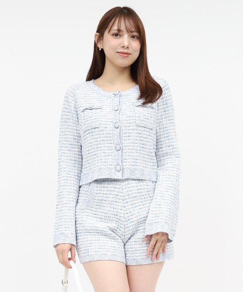 ROYAL PARTY（ロイヤルパーティー）の「ニットツイードカーディガン（カーディガン/ボレロ・レディース・ブラック/ピンク/ブルー・FREE）」の15枚目の写真