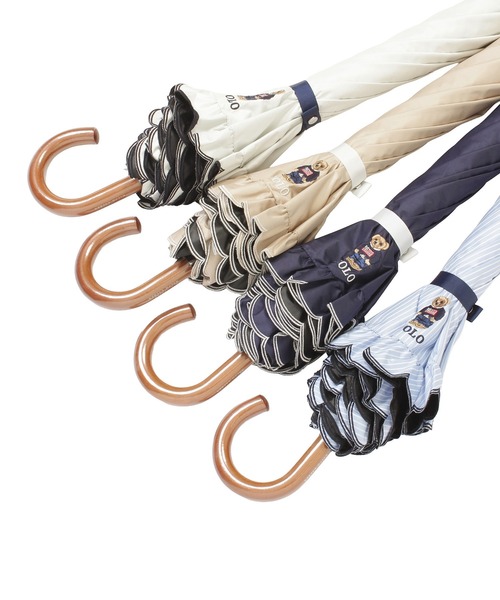 POLO RALPH LAUREN(ポロ ラルフ ローレン)の「【WEB限定】 遮光 晴雨兼用日傘 長傘 スカラフリル ワンポイント POLO FLAG BEAR(長傘・レディース・ベージュ/ダークブルー/ホワイト×ブルー/オフホワイト・FREE)」の6枚目の写真