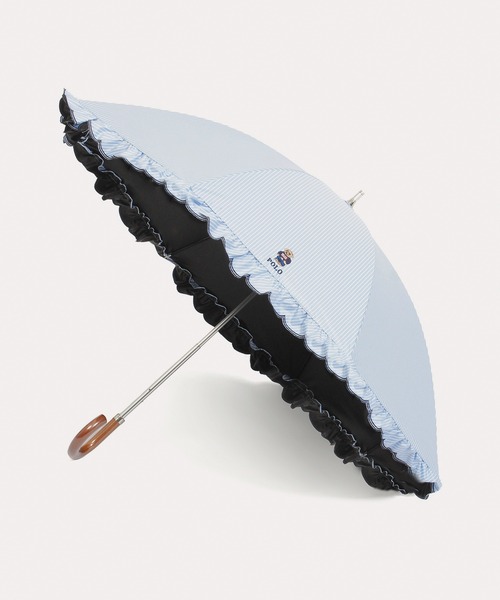 WEB限定】 遮光 晴雨兼用日傘 長傘 スカラフリル ワンポイント POLO