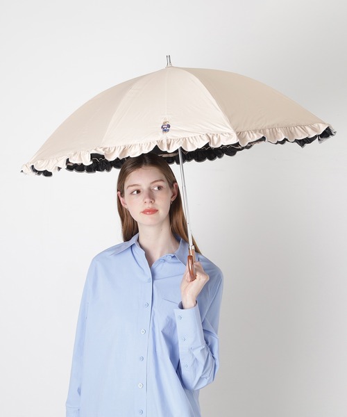 WEB限定】 遮光 晴雨兼用日傘 長傘 スカラフリル ワンポイント POLO