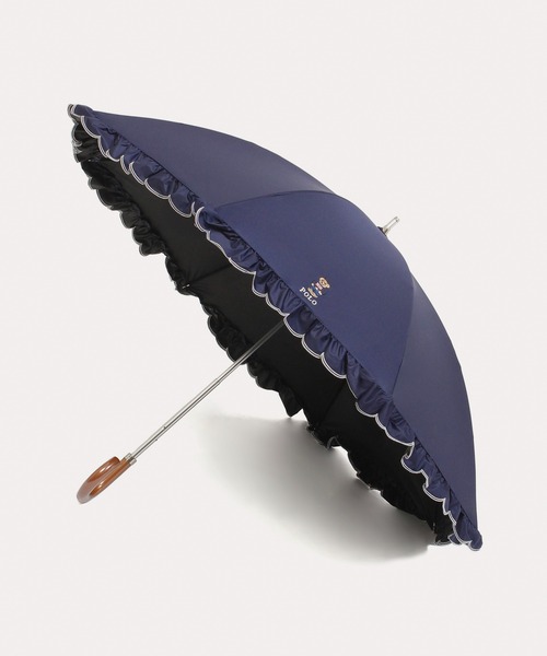WEB限定】 遮光 晴雨兼用日傘 長傘 スカラフリル ワンポイント POLO
