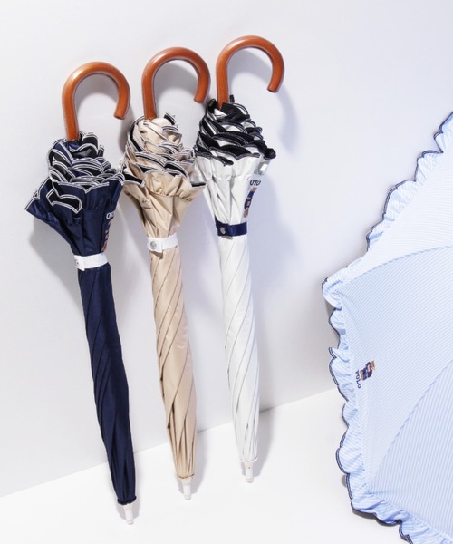 遮光 晴雨兼用日傘 長傘 スカラフリルワンポイント POLO FLAG BEAR WEB限定】 遮光 晴雨兼用日傘 長傘 スカラフリル ワンポイント POLO