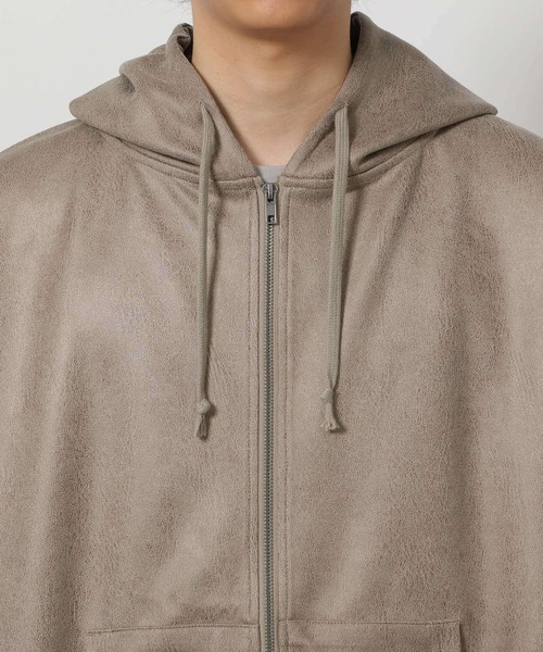 LAKOLE（ラコレ）の「レザーライクZIPパーカー / 645800（パーカー・メンズ・ブラック/ベージュ・LARGE/MEDIUM）」の7枚目の写真