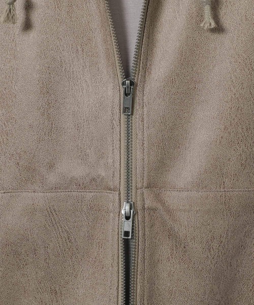 LAKOLE（ラコレ）の「レザーライクZIPパーカー / 645800（パーカー・メンズ・ブラック/ベージュ・LARGE/MEDIUM）」の13枚目の写真