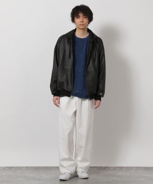 LAKOLE（ラコレ）の「レザーライクZIPパーカー / 645800（パーカー・メンズ・ブラック/ベージュ・LARGE/MEDIUM）」の16枚目の写真