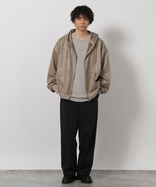 LAKOLE（ラコレ）の「レザーライクZIPパーカー / 645800（パーカー・メンズ・ブラック/ベージュ・LARGE/MEDIUM）」の3枚目の写真