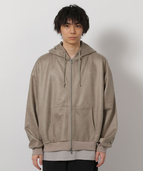 LAKOLE（ラコレ）の「レザーライクZIPパーカー / 645800（パーカー・メンズ・ブラック/ベージュ・LARGE/MEDIUM）」の4枚目の写真