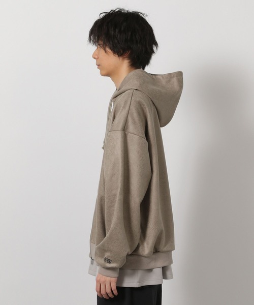 LAKOLE（ラコレ）の「レザーライクZIPパーカー / 645800（パーカー・メンズ・ブラック/ベージュ・LARGE/MEDIUM）」の5枚目の写真