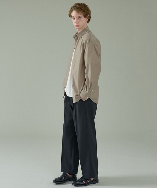 ABAHOUSE（アバハウス）の「トロストレッチ 2タック イージーワイドスラックス / ワイドパンツ（スラックス・メンズ・ブラック/グレー・48/46/44）」の3枚目の写真