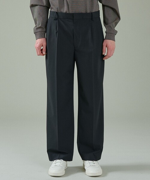 ABAHOUSE（アバハウス）の「トロストレッチ 2タック イージーワイドスラックス / ワイドパンツ（スラックス・メンズ・ブラック/グレー・48/46/44）」の4枚目の写真