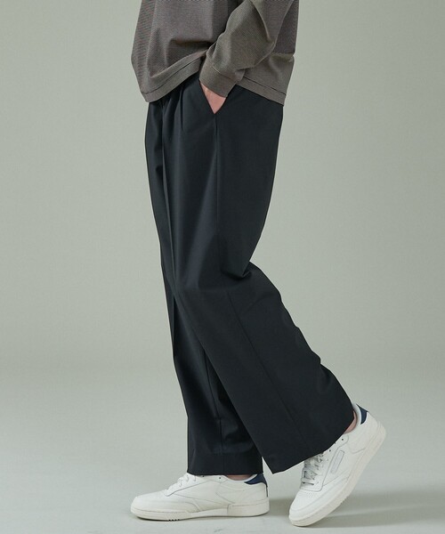 ABAHOUSE（アバハウス）の「トロストレッチ 2タック イージーワイドスラックス / ワイドパンツ（スラックス・メンズ・ブラック/グレー・48/46/44）」の12枚目の写真