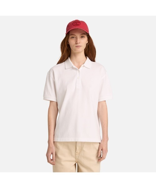 Timberland(ティンバーランド)の「半袖 ピケ ポロシャツ レディース(ポロシャツ・レディース・ホワイト・LARGE/MEDIUM/SMALL/X-SMALL)」の1枚目の写真